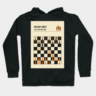 The Ruy Lopez Chess Opening in a vintage book cover poster style. Hoodie